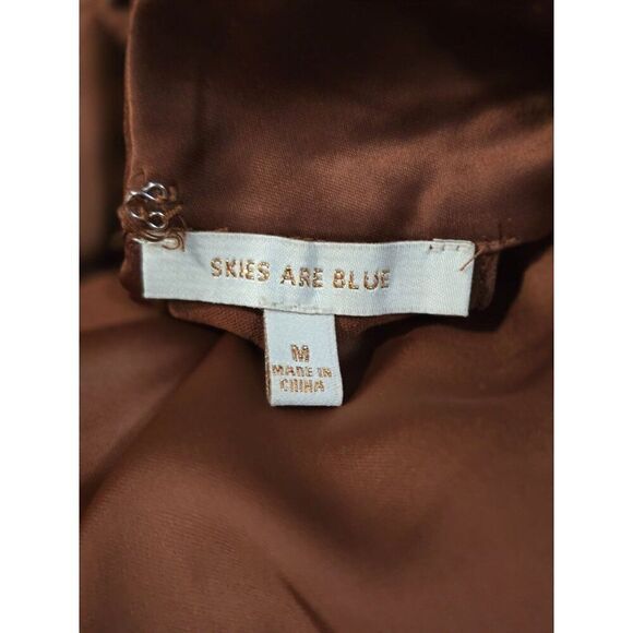 Sleeveless Halter Neck Top With Bow Back Skies Are Blue Size M Brown - Picture 6 of 8